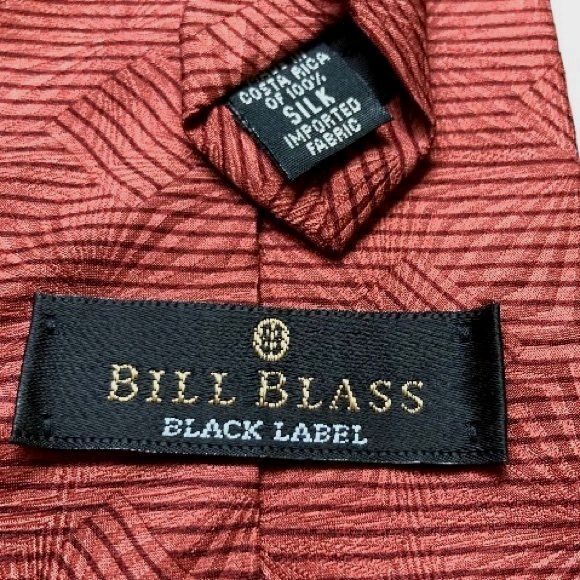 BILL BLASS Silk Necktie Black label Burnt Orange Mens 4 inches Wide - Picture 2 of 7